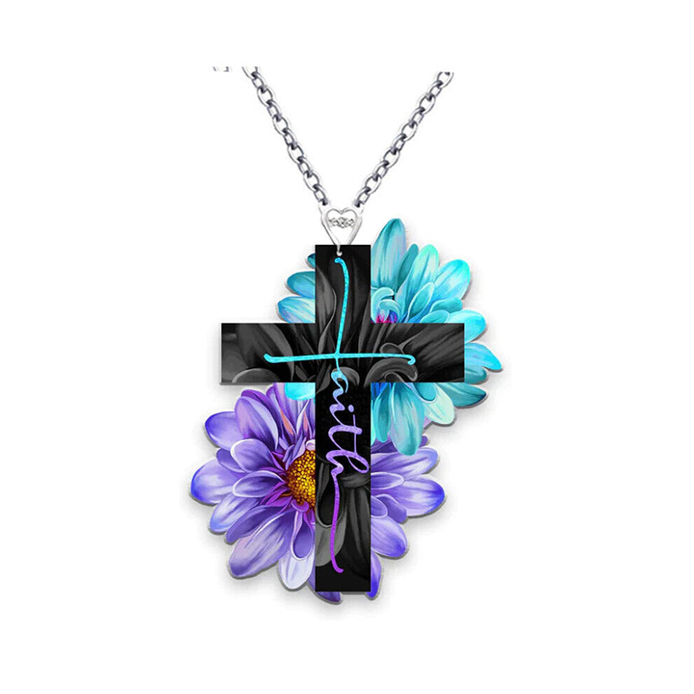 Mens Necklace Creative Acrylic Cross Pendant Necklace Decorative Accessories Holiday Gift