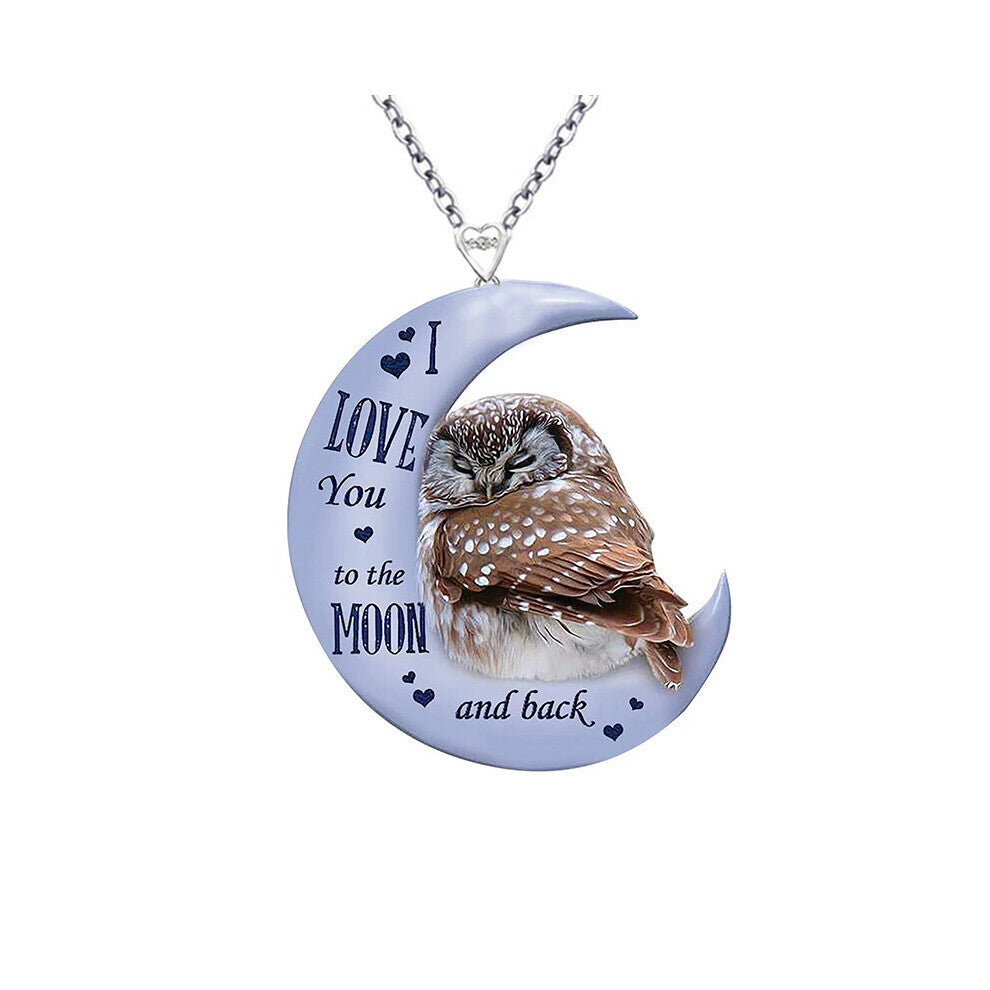 Mens Necklace Creative Acrylic Cartoon Owl Pendant Necklace Decorative Accessories Holiday Gift