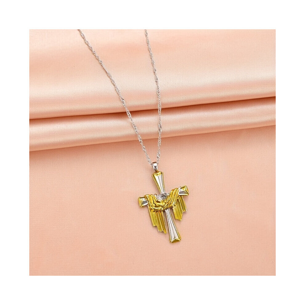 Cross Pendant Necklace Zircon Encrusted Love Heart Shaped Zircon Necklace Jewelry Casual Necklace Accessories Birthday Anniversary Gift