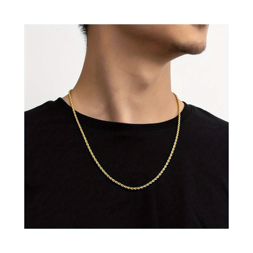 1pc Classic Silver Golden Twist Chain Necklace Jewelry Accessories For Men Women