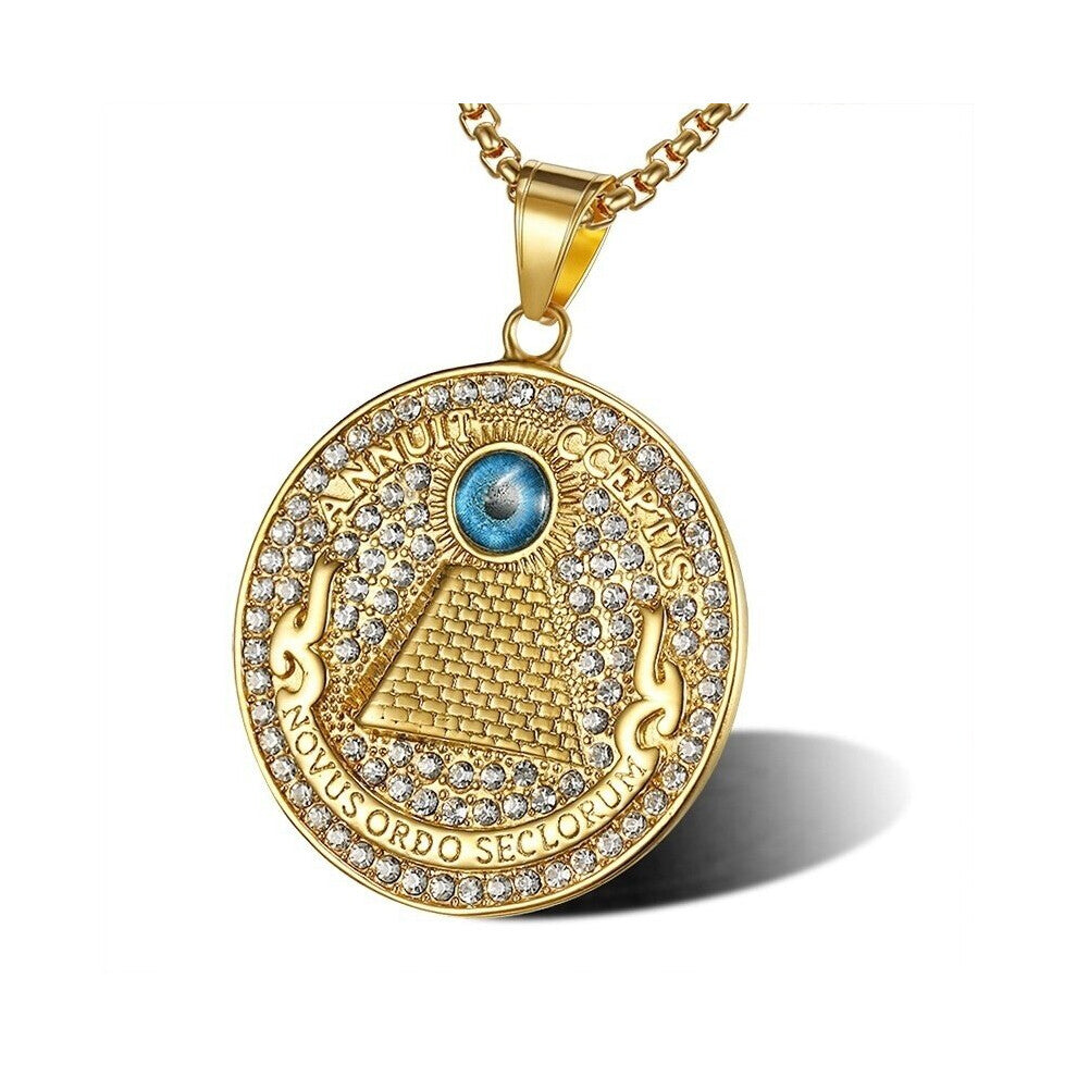 Crystal Eye Of Horus Pendant Necklace For Men Vintage Punk Hip Hop Choker Collar Chains Necklaces Jewelry Accessories
