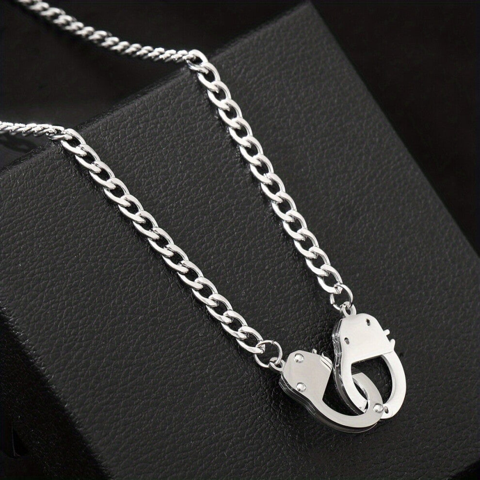 Mens Hip hop Creative Handcuff shaped Street Titanium Steel Pendant Necklace