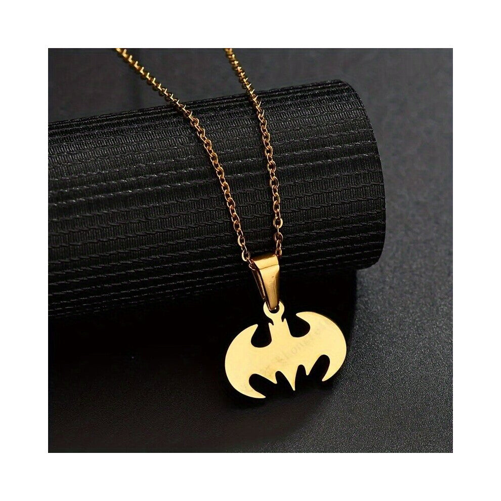 1pc Creative Bat Pendant Glossy Stainless Steel Mens Necklace Jewelry