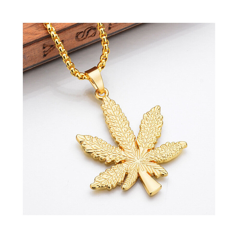 1pc Hip hop Mens Cuban Chain Leaf Pendant Necklace Street Mens Personality Jewelry Accessories