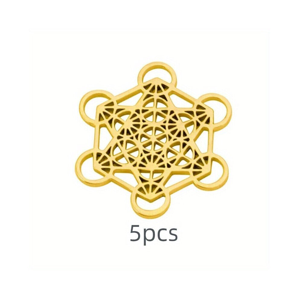 5pcs Archangel Metatron Cube Charms Stainless Steel Charm For Necklace Jewelry Pendant For Men Accessories