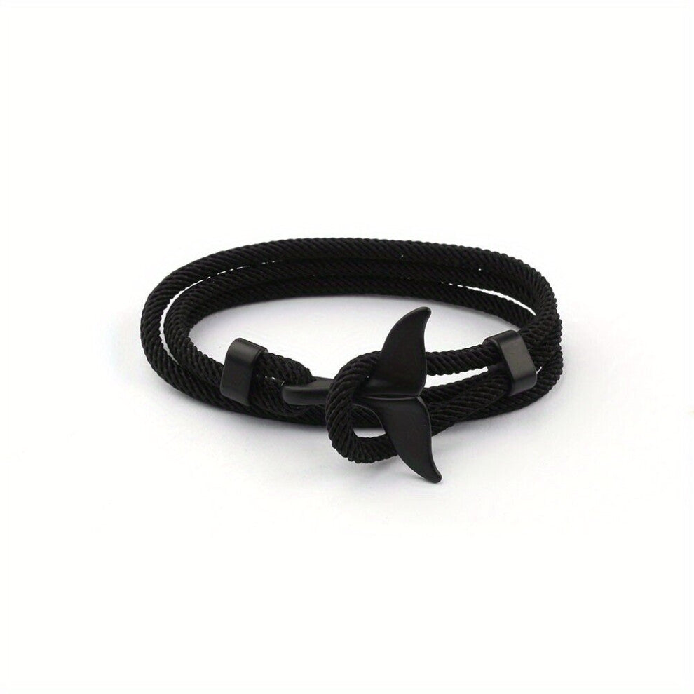 1pc Creative Whale Tail Bracelet Retro Braided Stretchable Decorative Accessories For Holiday Party Gift Women Men Accessories Jewelry