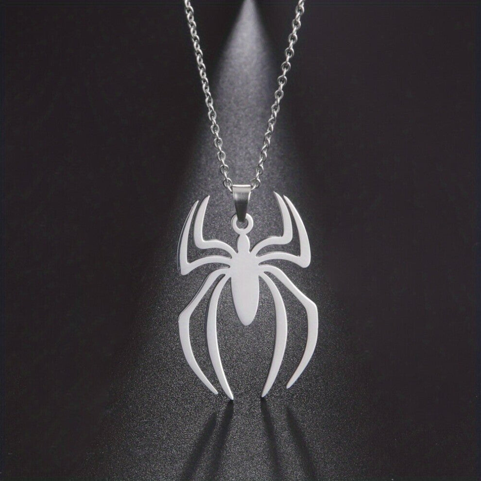 1pc Mens Stainless Steel Spider Pendant Necklace Hip Hop Punk Chain Party Accessories Gift Jewelry
