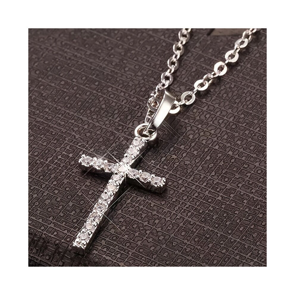 1pc Hip Hop Square Zircon Cross Necklace Punk Men Pendant Accessories