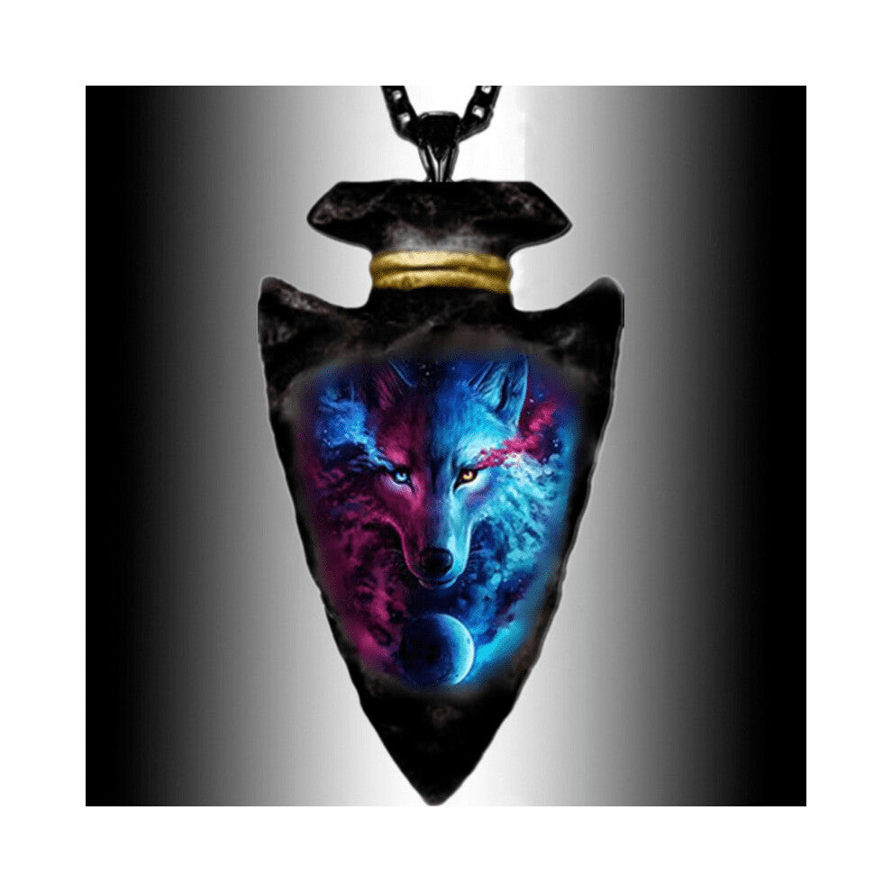 Mens Wolf Necklace Hip hop Punk Indian Geometric Triangle Pendant Animal Jewelry Accessories As Party Gift