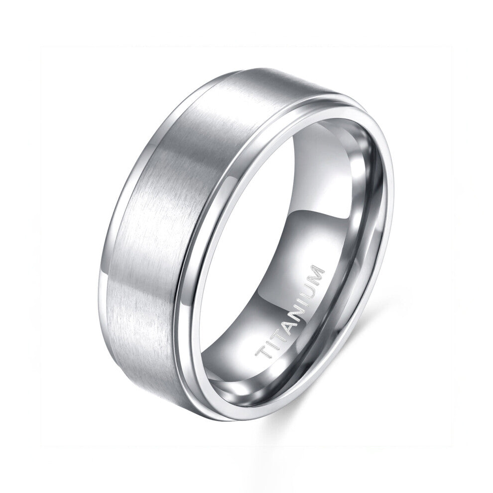 Mens Fashionable Brushed Glossy Titanium Ring