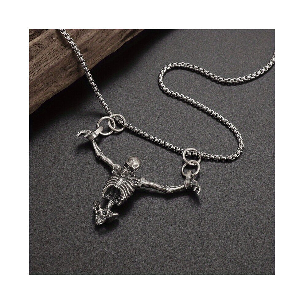 Vintage Gothic Funky Skull Silver Pendant Necklace Jewelry Accessories For Men Women