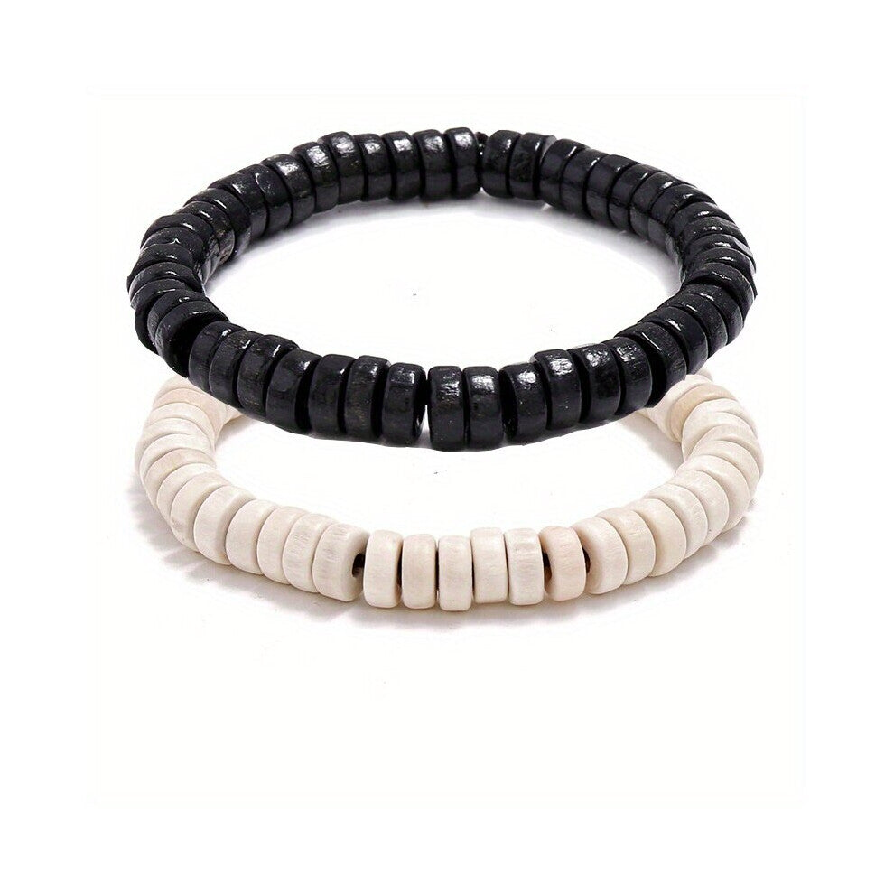 1pc Creative Cylindrical Beaded Single Circle Bracelet Wooden Beads Decorative Accessories For Holiday Party Gift Women Men Accessories Jewelry