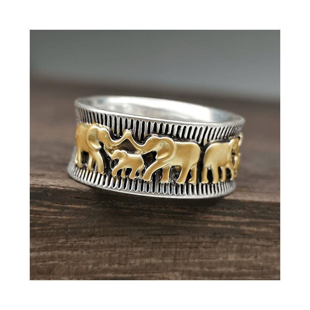 1pc Vintage Elephant Wide Face Ring High Decorative Accessories Is Suitable For