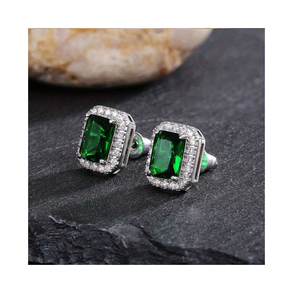 1pair Geometric Zirconia Earrings Rhinestone Stud Earrings Jewelry Accessories