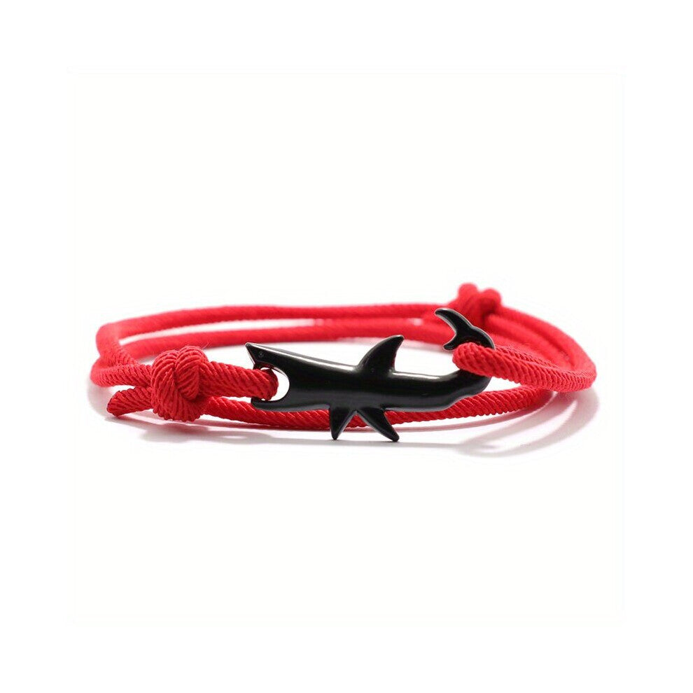 Shark Bracelet For Men Mens Double Layer Adjustable Rope Bracelet Camping Jewelry Accessories Gift For Boyfriend