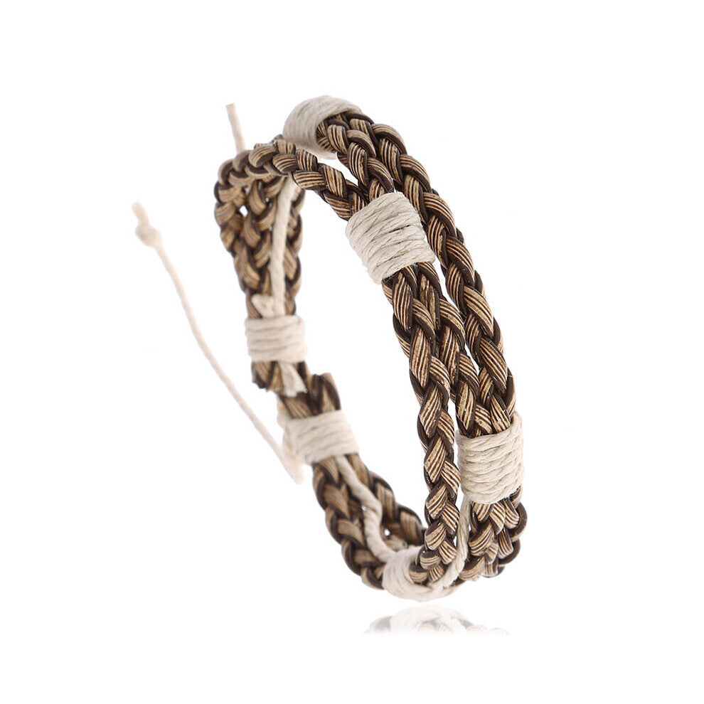 1pc Creative Woven Leather Bracelet Wristband Adjustable Decorative Accessories For Holiday Party Gift Women Men Accessories Jewelry