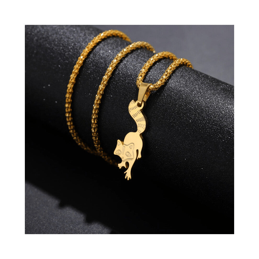 1PC Mens Stainless Steel Raccoon Animal Pendant Necklace Jewelry Accessories