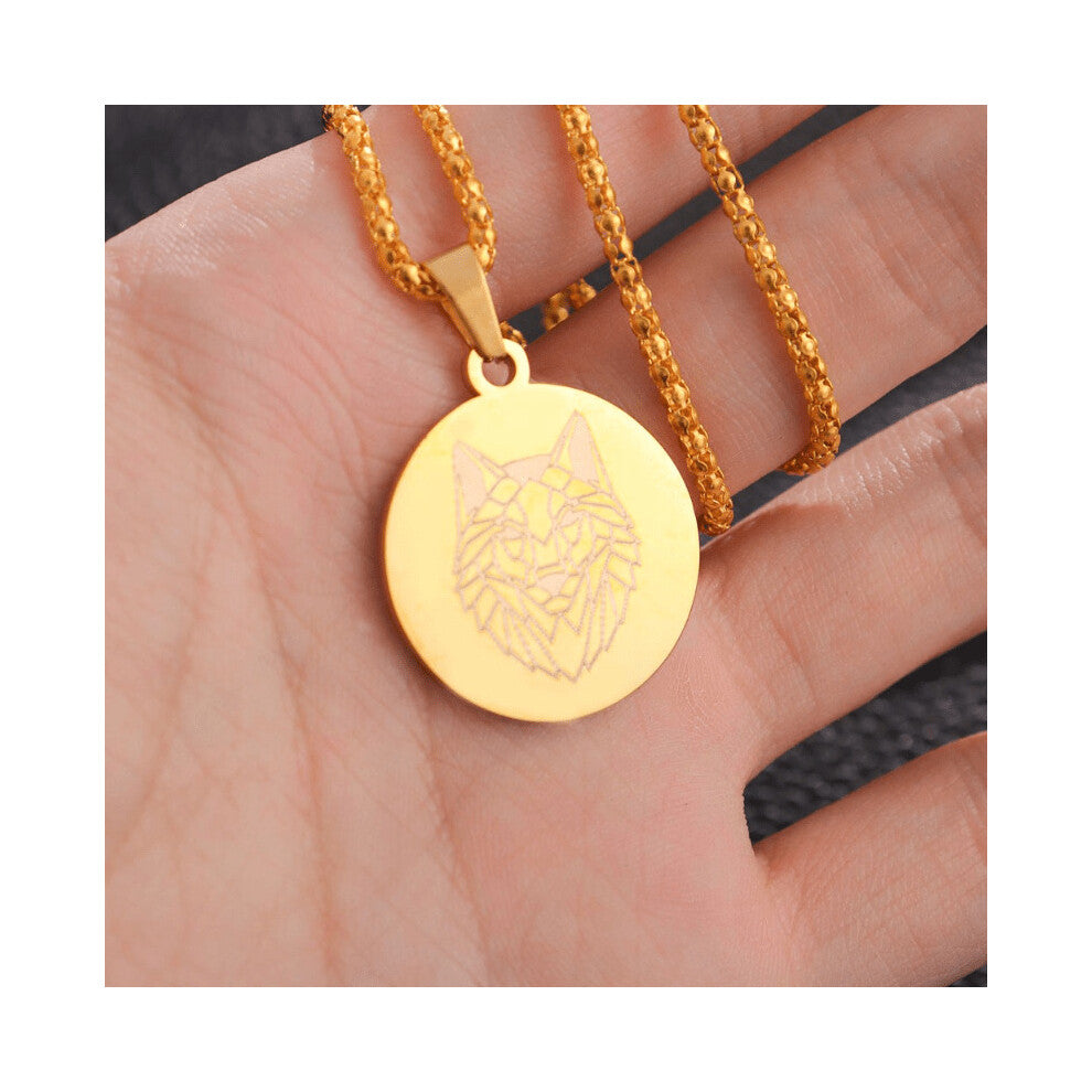 1PC Hip Hop Mens Stainless Steel Wolf Pattern Pendant Necklace Jewelry Accessories