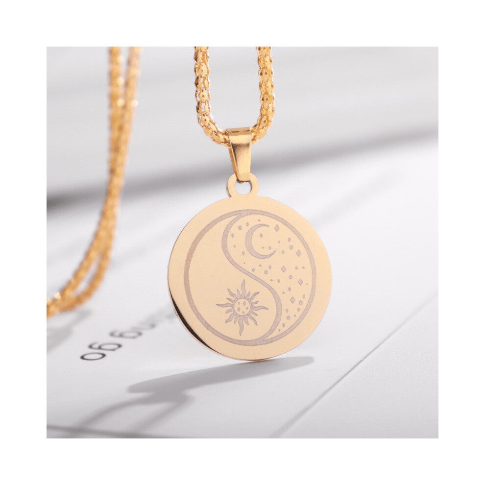 1PC Hip Hop Mens Yin Yang Tai Chi Moon Sun Pendant Necklace Jewelry Accessories