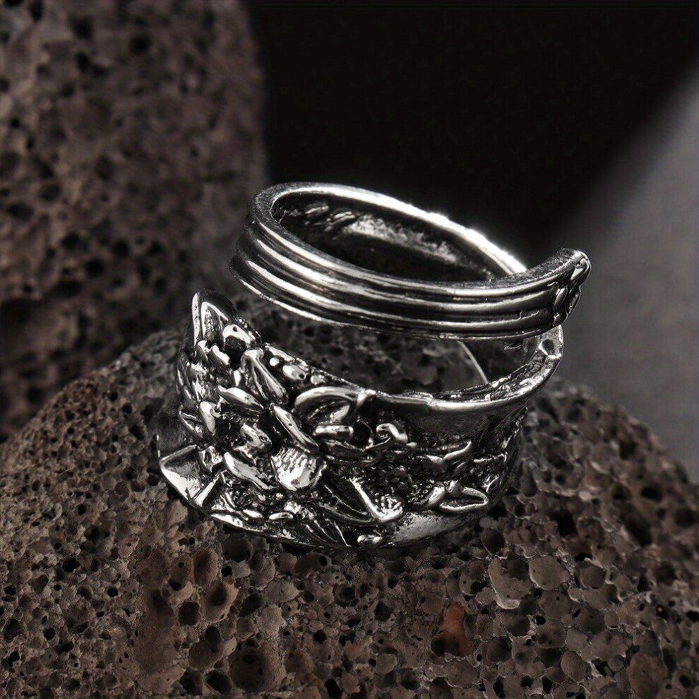 1pc Mens Alloy Carved Flower Ring Hip hop Punk Ring Party Jewelry Accessories
