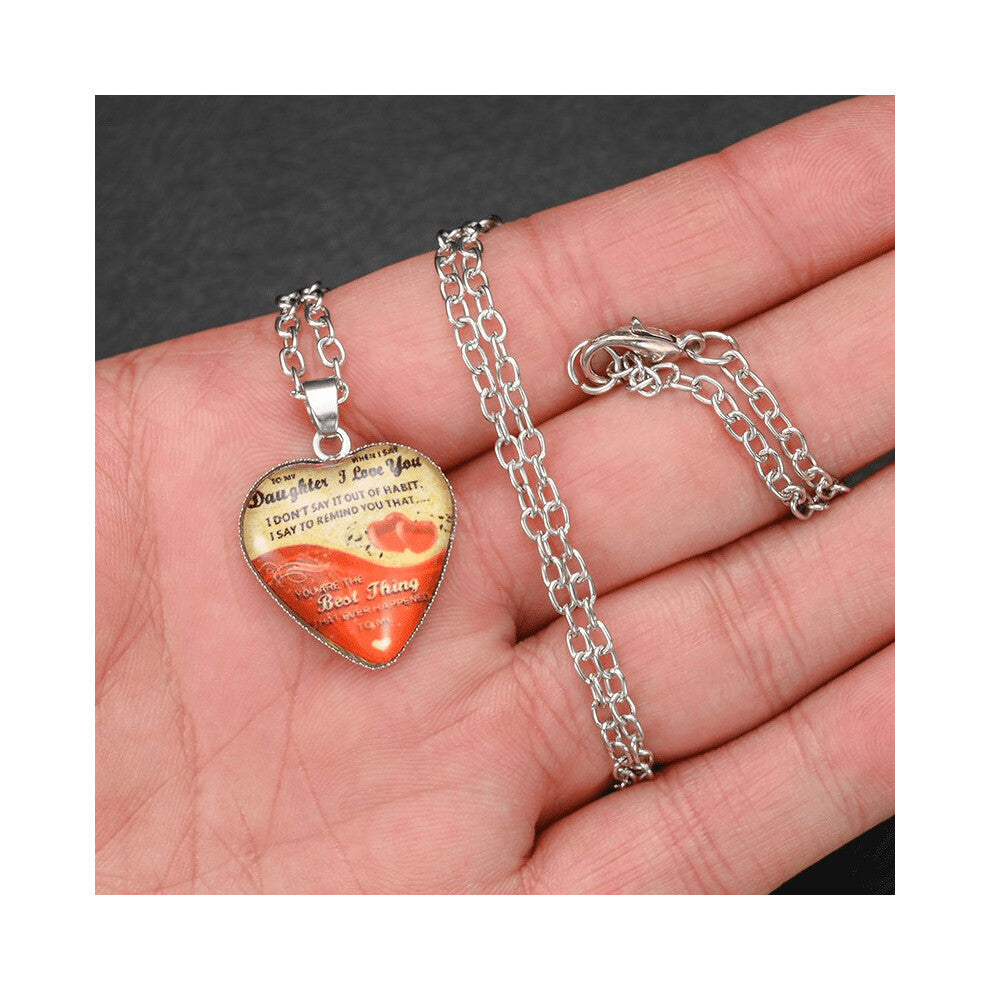 1pc Creative Glass Necklace I LOVE YOU Letter Heart Pendant Necklace Decorative Accessories For Holiday Party Gift Men Accessories