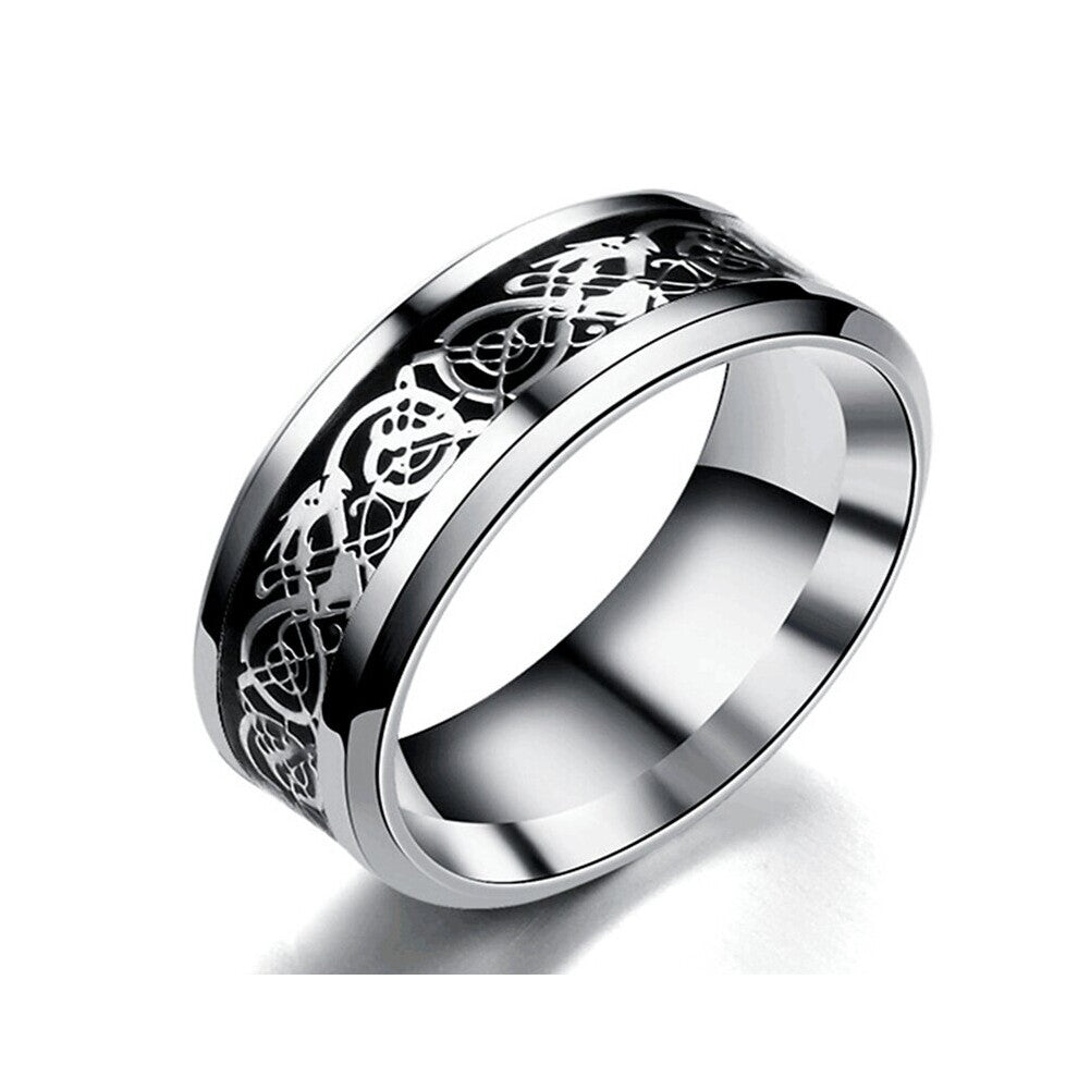 1pc Cross border Explosive Accessories Titanium Steel Stainless Steel Dragon Pattern Rings For Couples European And American Fashionable Mens Rings