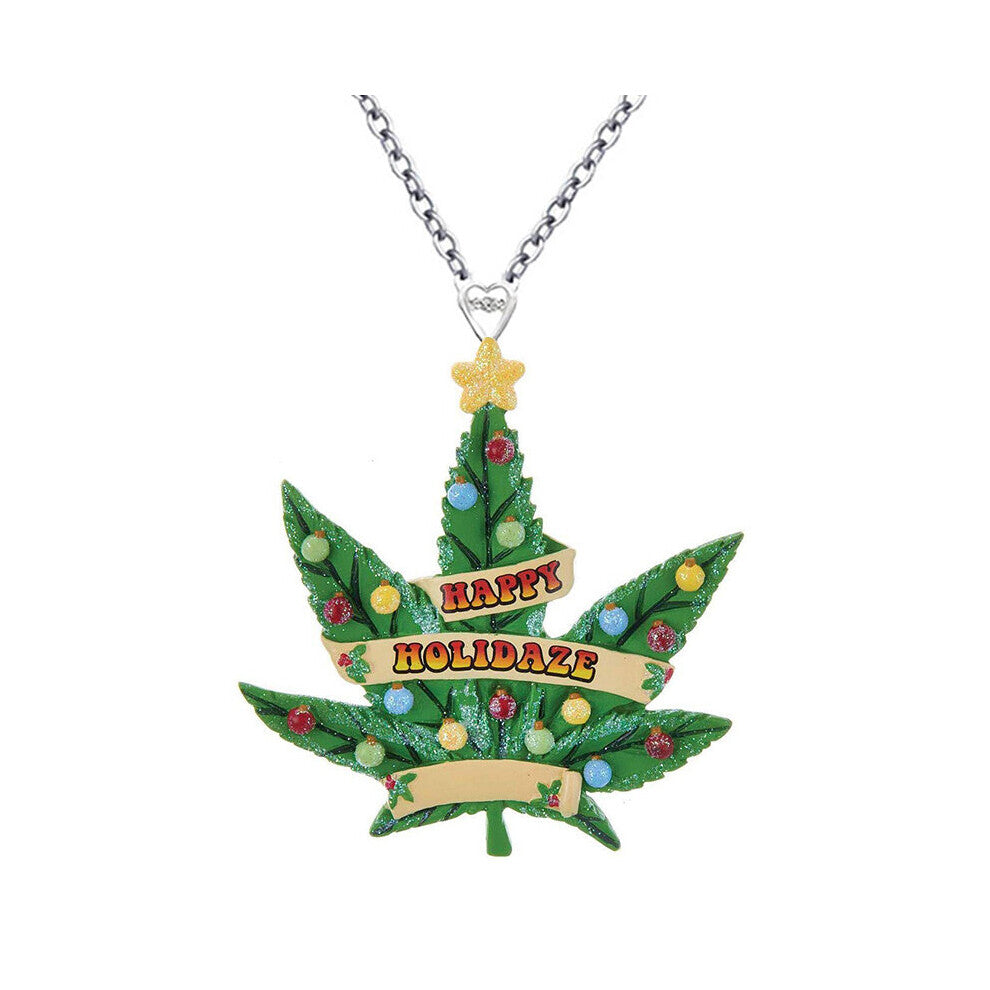 Mens Necklace Creative Acrylic Christmas Tree Pendant Necklace Decorative Accessories Holiday Gift