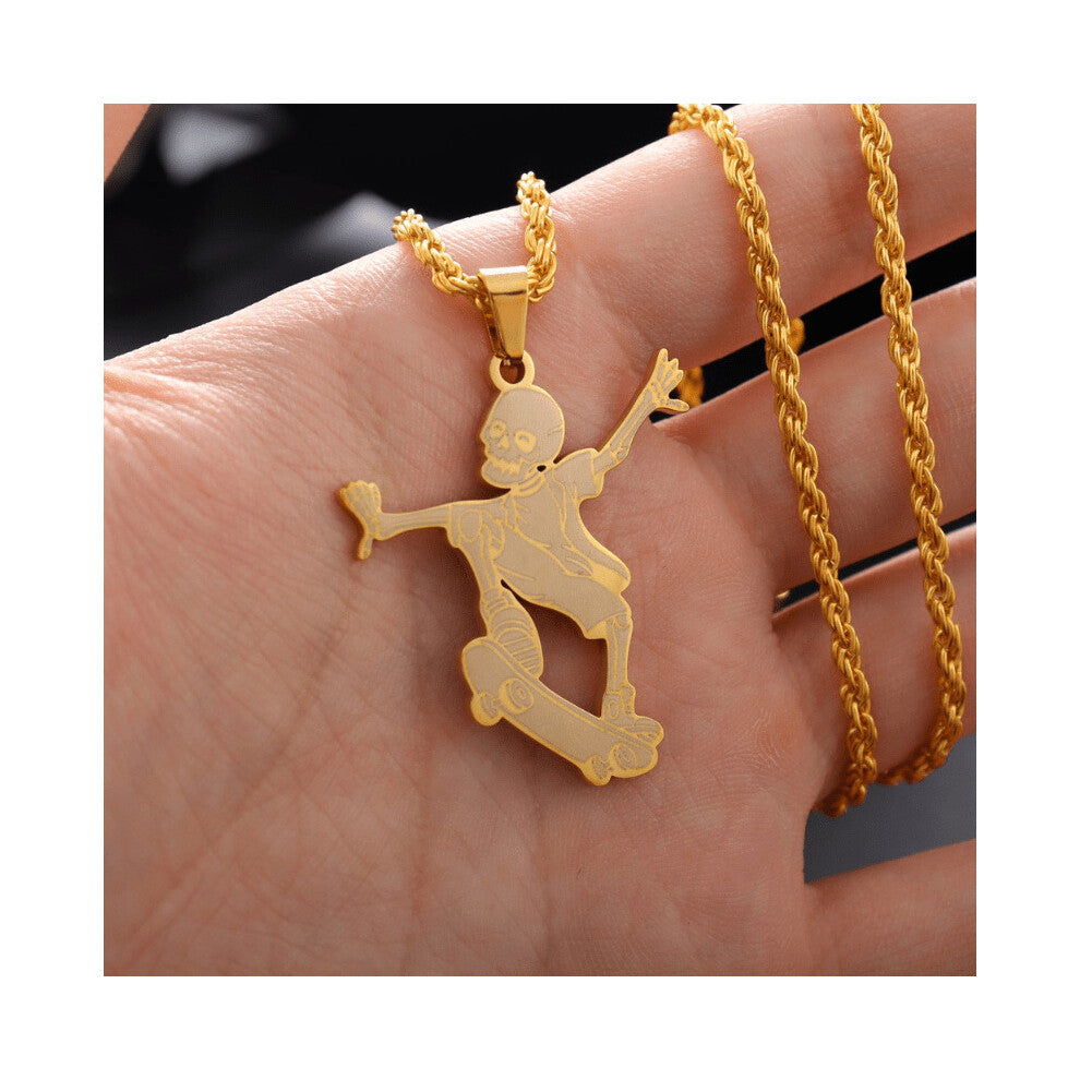 1PC Hip Hop Rock Mens Stainless Steel Skull Pendant Necklace Jewelry Accessories