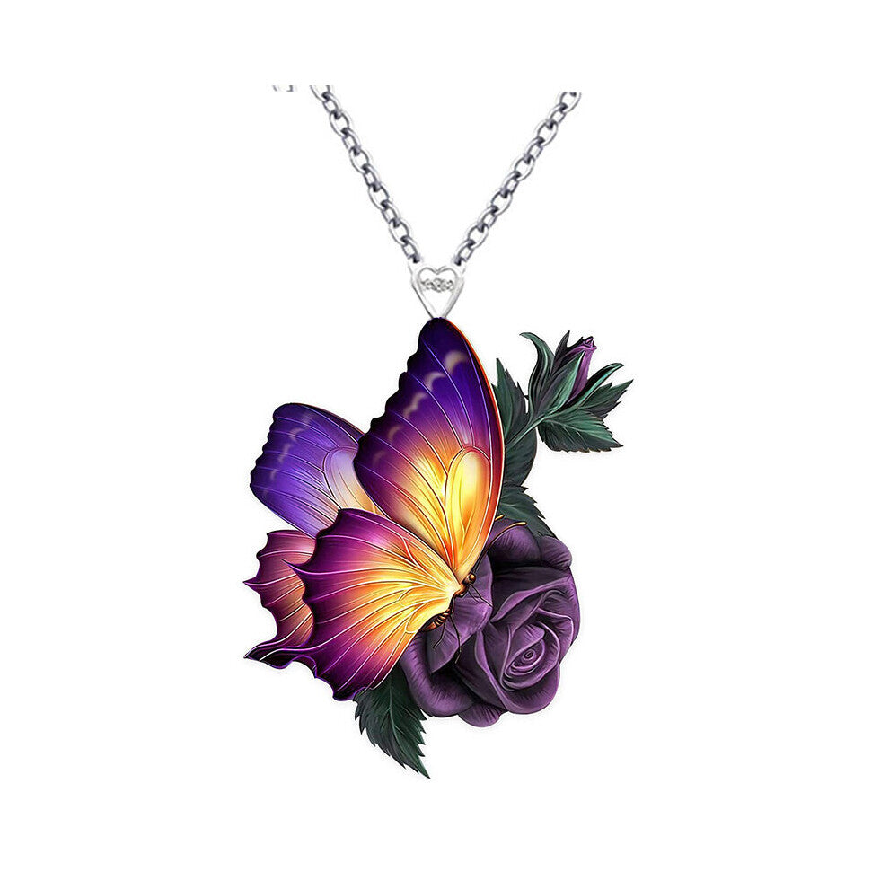 Mens Necklace Creative Acrylic Butterfly Pendant Necklace Decorative Accessories Holiday Gift