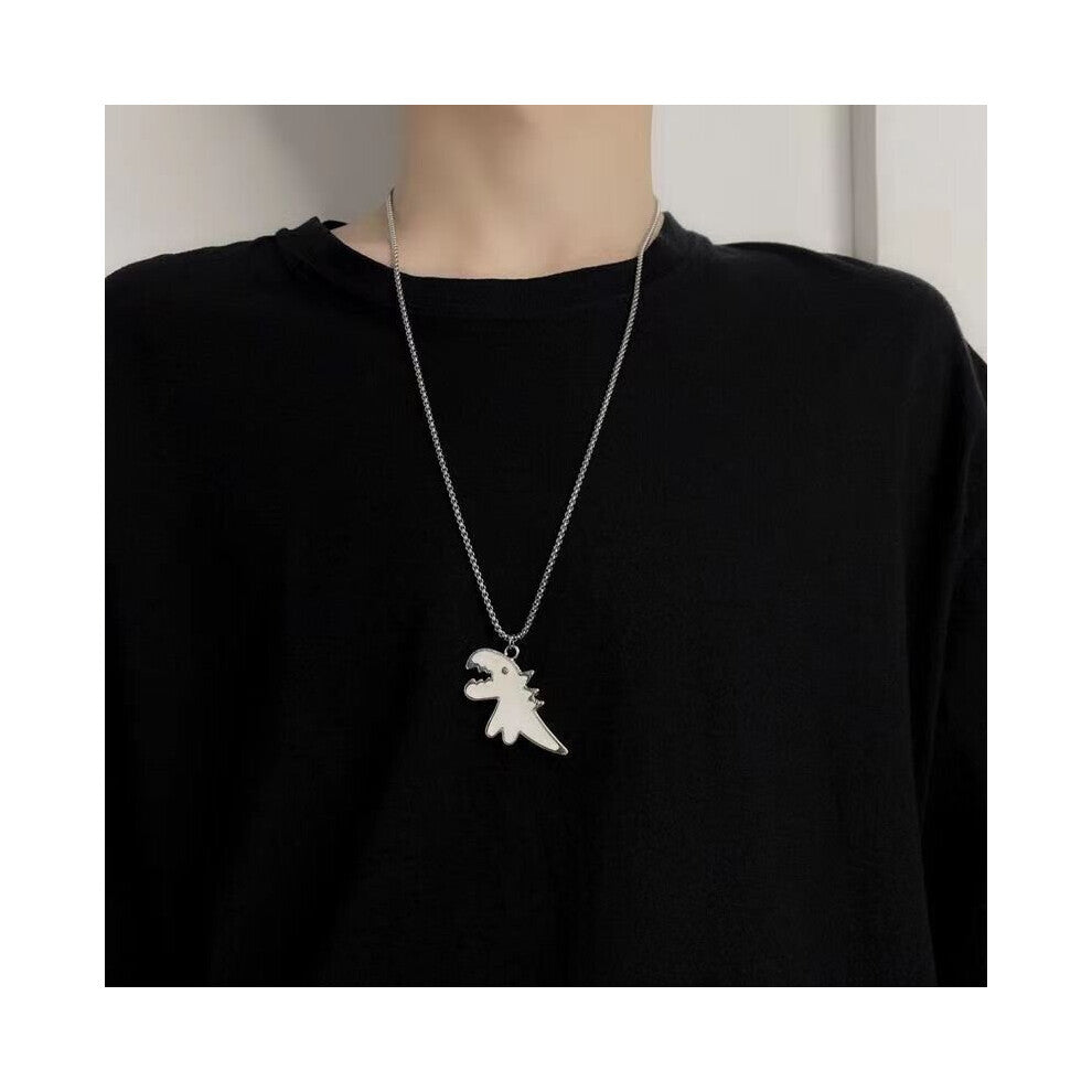 1pc Dinosaur Necklace Pendant Accessories Cartoon Student Couple Titanium Steel Sweater Chain Tide