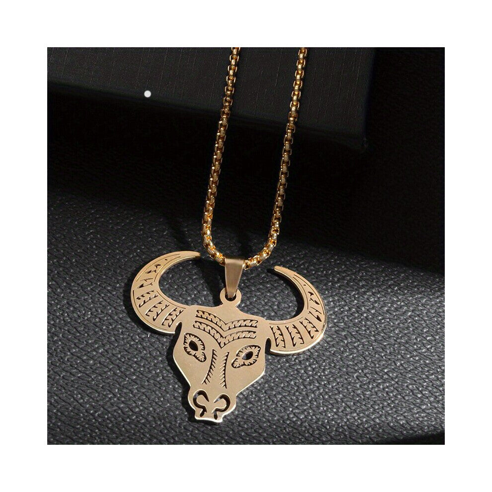1pc Classic Animal Stainless Steel Hollowed out Bull Head Pendant Necklace Men And Women Domineering Punk Rock Accessories