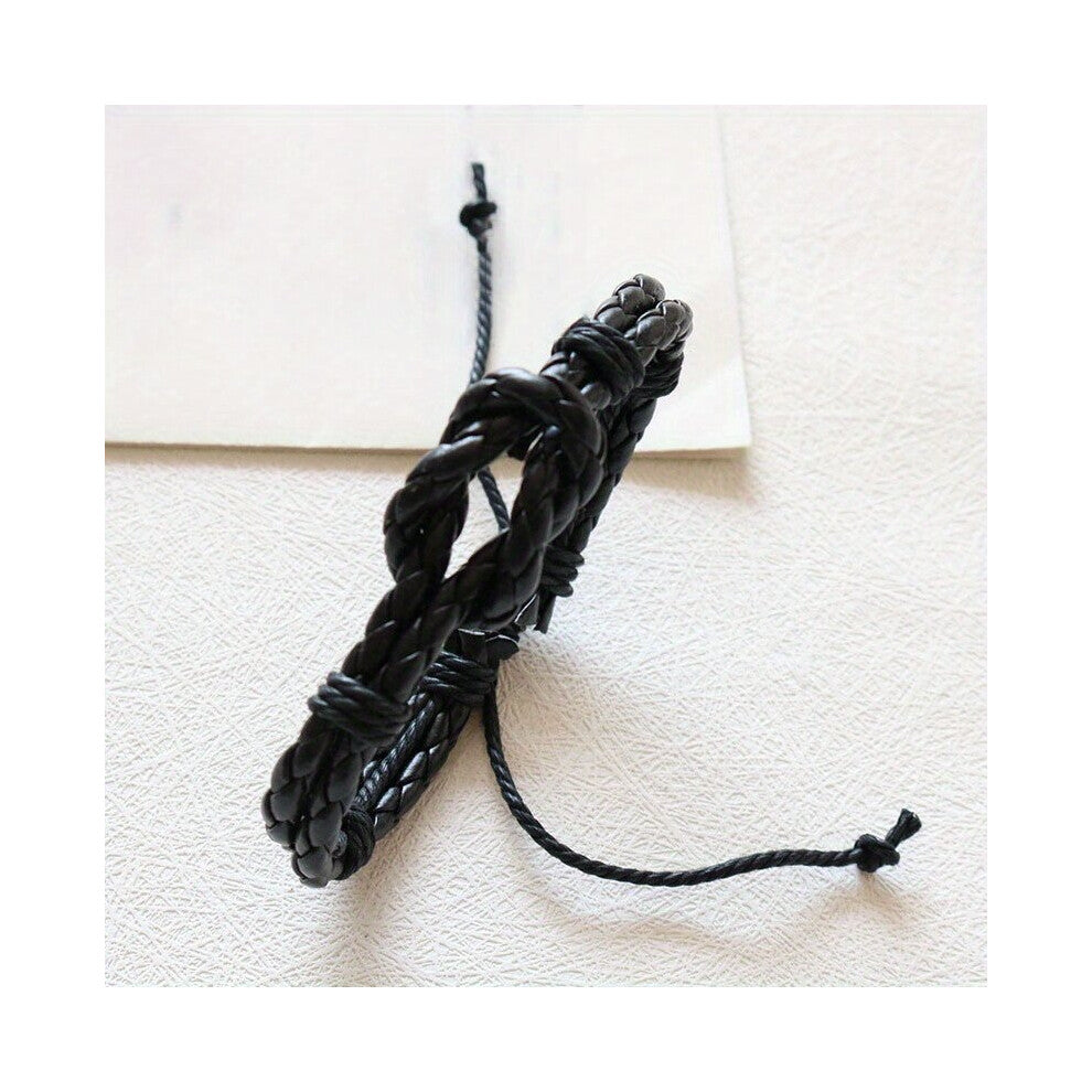 1pcs European And American Accessories Draw Pull Adjustment Mens And Womens PU Leather BraceletsBraid Student Hand Rope