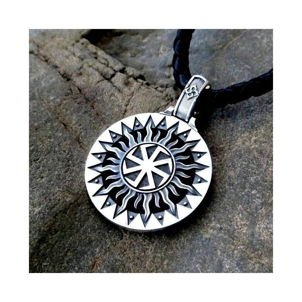 Mens Necklace Long Bead Chain For Men Round Sun Necklace With Pendant Accessories For Men And Women