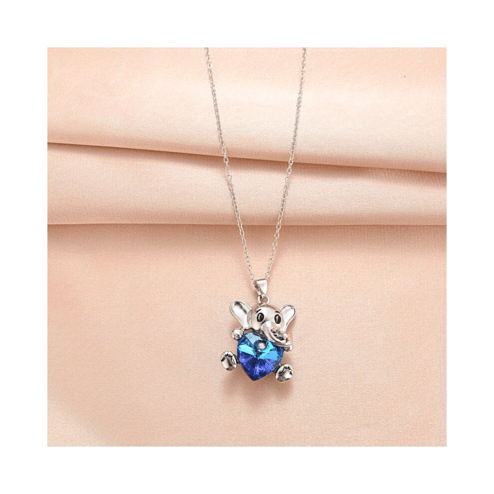 Creative Elephant Necklace Animal Pendant Necklace Crystal Heart Necklace Men Women Banquet Party Jewelry Accessories Thanksgiving Christmas