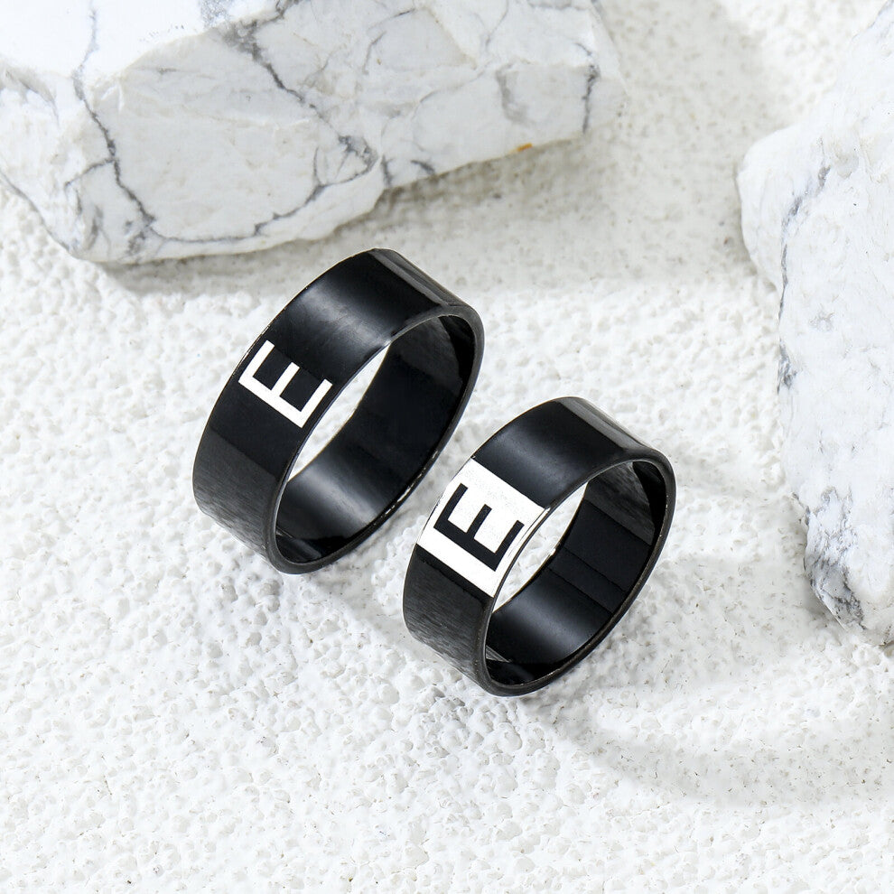 2pcs Couple Letter Rings For Male And Female Stainless Steel A To Punk Accessories For Anniversary Letters Custom Jewelry For Gift