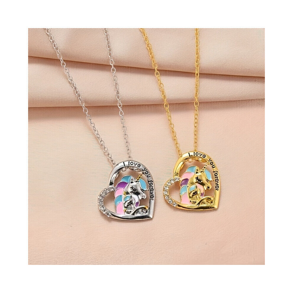 Unicorn Necklace Dainty Heart Shape Pendant Necklace For Men Women I Love You Forever Wedding Engagement Jewelry Accessories Gift Thanksgiving Christm