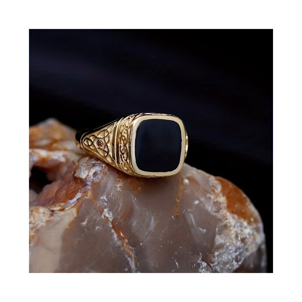 1pc Mens Retro Stylish Square Enamel Ring Hip Hop Party Business Mens Jewelry Accessories