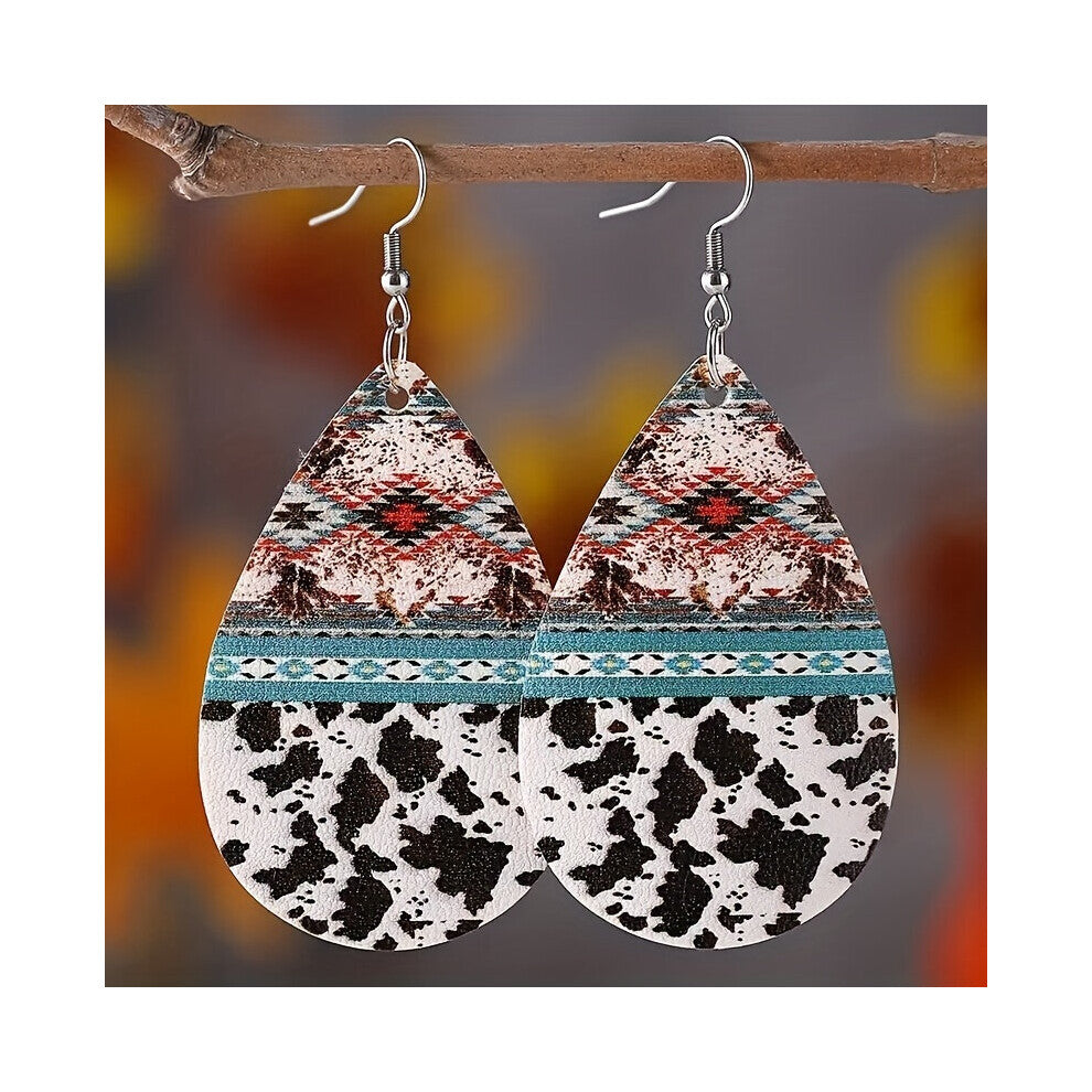 1pair Double sided Boho Milk Pattern Drop Earrings Party Accessories For Men