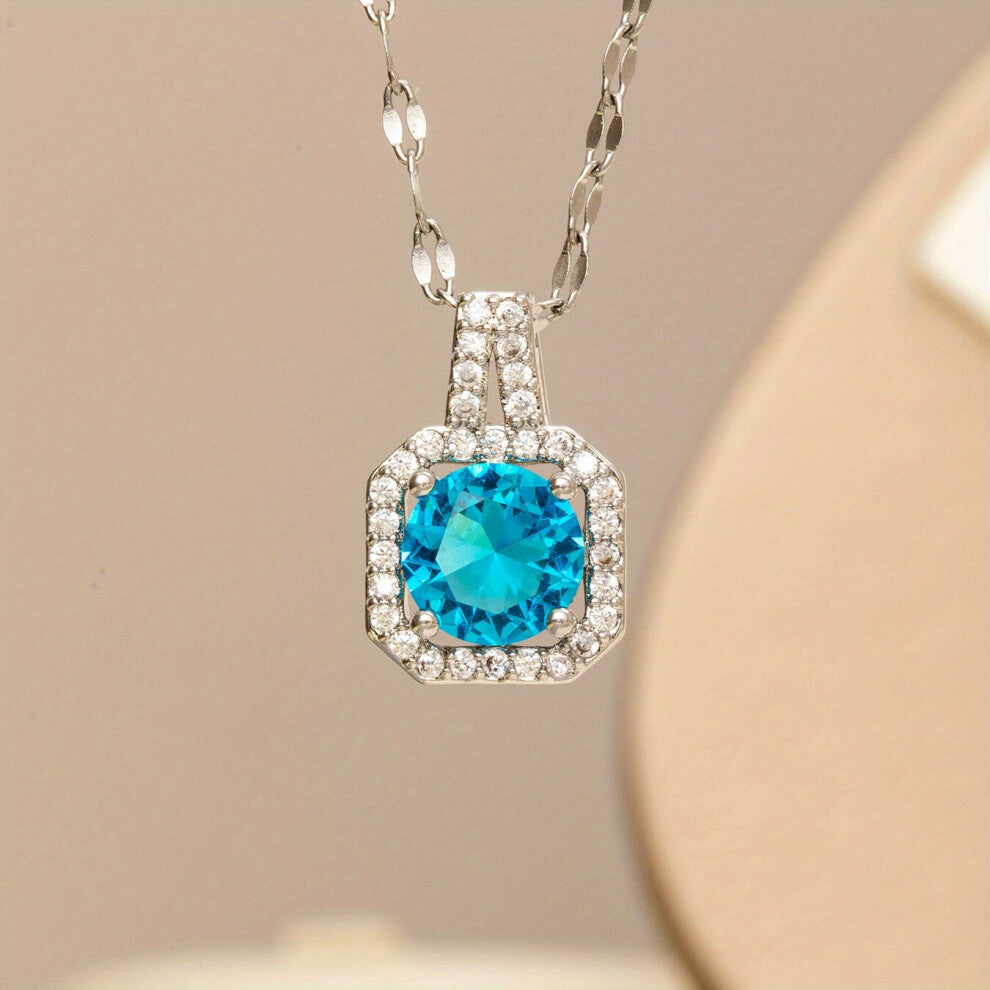 Big Artificial Diamond Golden Plated Zircon Pendant Necklace Jewelry Accessories Gift For Girlfriend