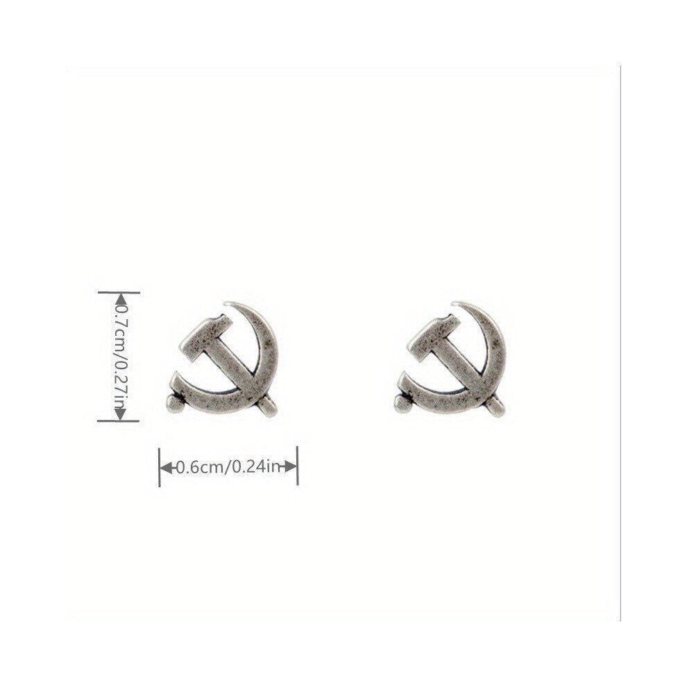 Creative Hammer And Sickle Shape Earrings Retro Silver Mens And Womens Earrings Casual Jewelry Casual Earrings Accessories Gift