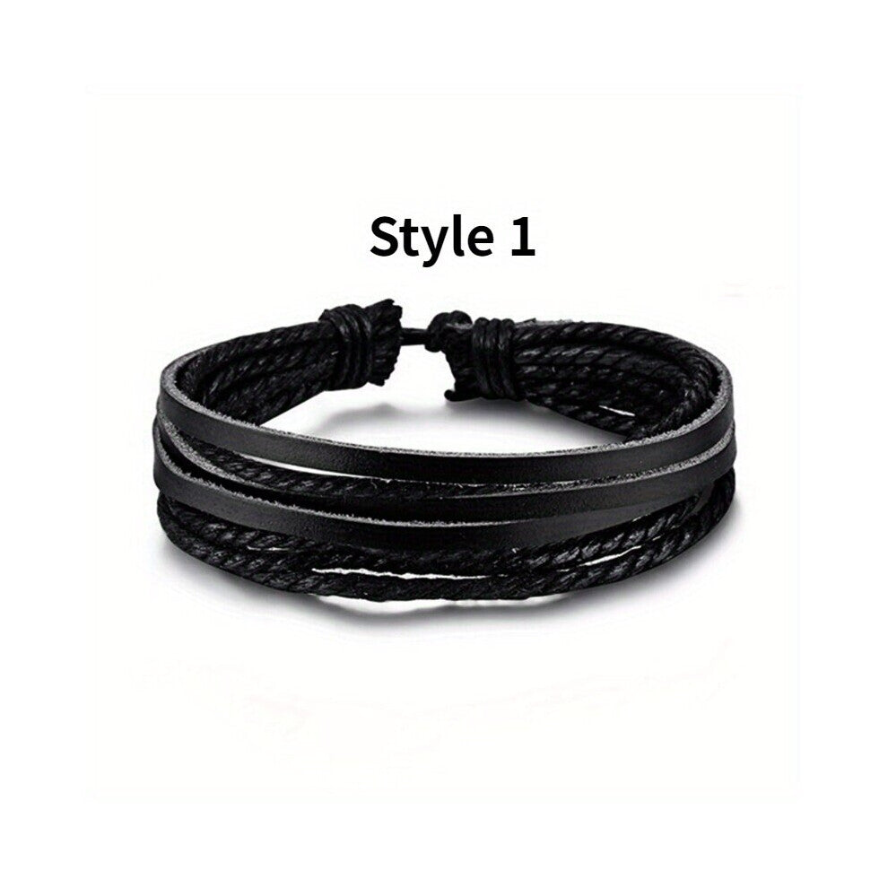 Mens layer Braided PU Leather Bracelet With Buckle Jewelry Gift Wrist Accessories