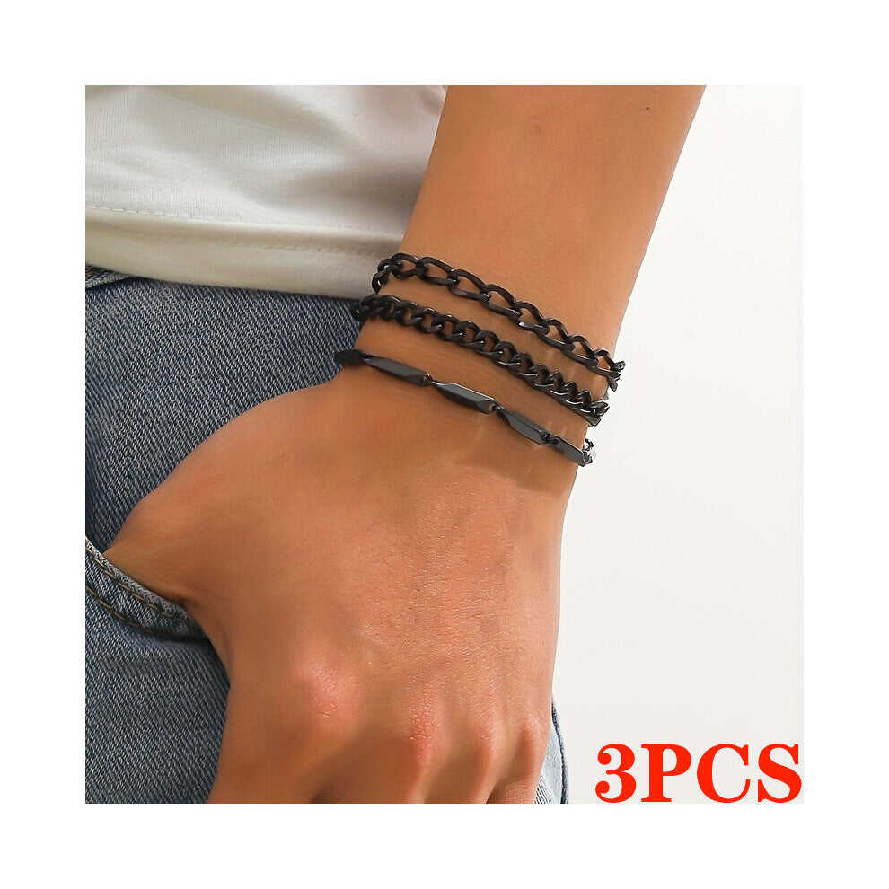 3pcs European And American Hip hop Three layer Splicing Chain Bracelet Niche Tide Poker Players String Male And Female Hand Accessories