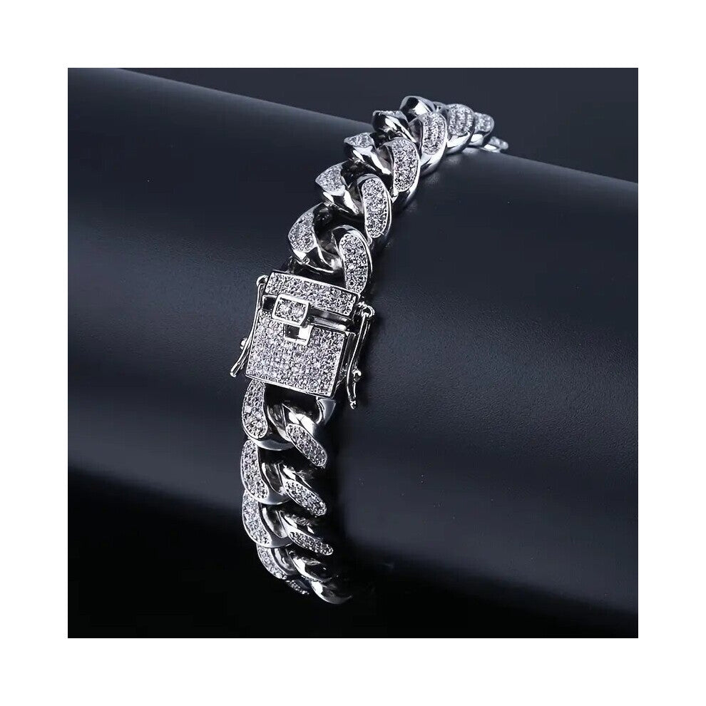 1pc Stylish Hip Hop Cuban Golden Silvery Chain Necklace For Men Accessories