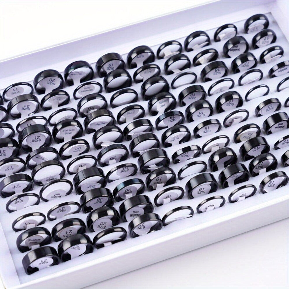 20Pcs Classic Multicolor Glossy Stainless Steel Rings For Men Couple Rings Party