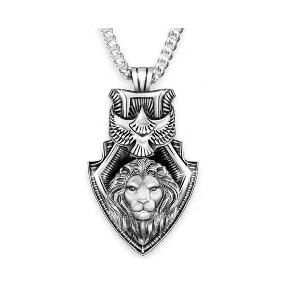 1pc Vintage Geometric Triangle Lion Pendant Necklace Punk Hip Hop Necklace Mens Animal Lion Accessories