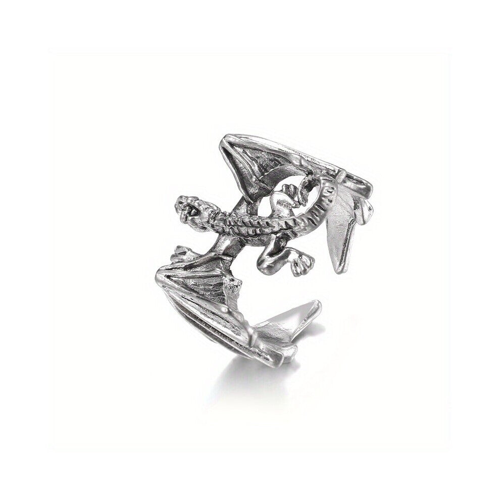 Creative Vintage Y2K Punk Style Metal Dragon Ring Decorative Accessories For Holiday Birthday Party Mens Accessories