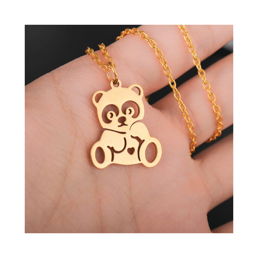 1PC Stainless Steel Mens Panda Pendant Necklace Jewelry Accessories