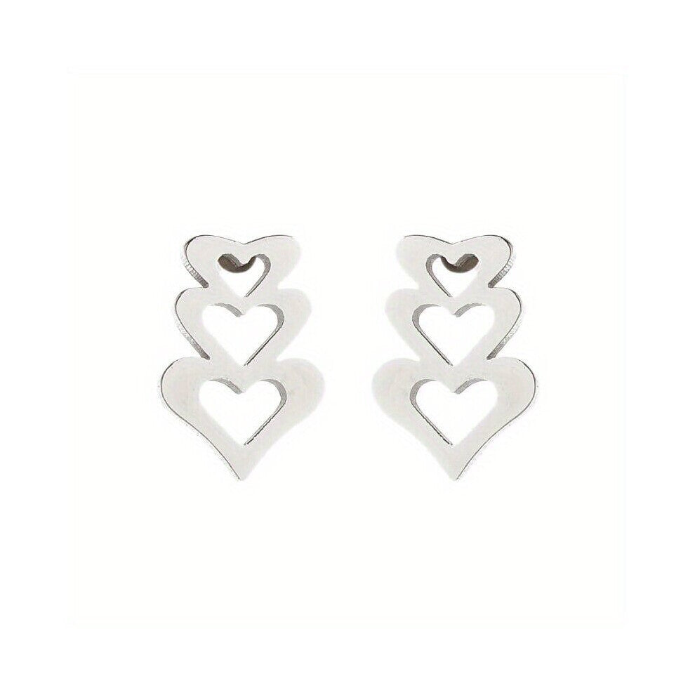 2pcs pair Mens Stainless Steel Coherent Heats Ear Studs & Fashionable Earring Accessories