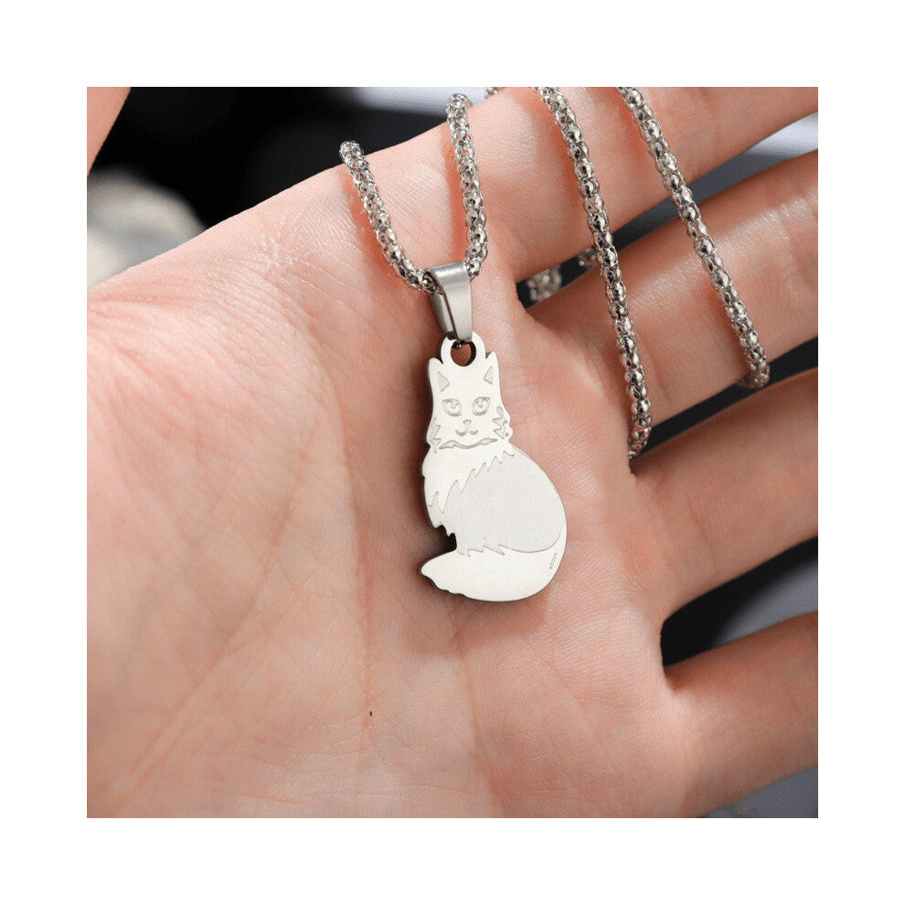 1PC Stainless Steel Hip Hop Mens Cat Pendant Necklace Jewelry Accessories