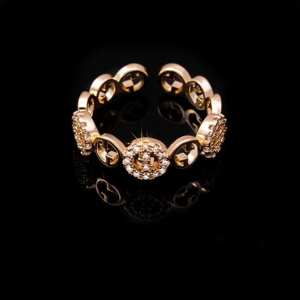 Micro set Artificial Diamond Zirconia Stone Open Ring For Men Adjustable Mens Ring Accessories